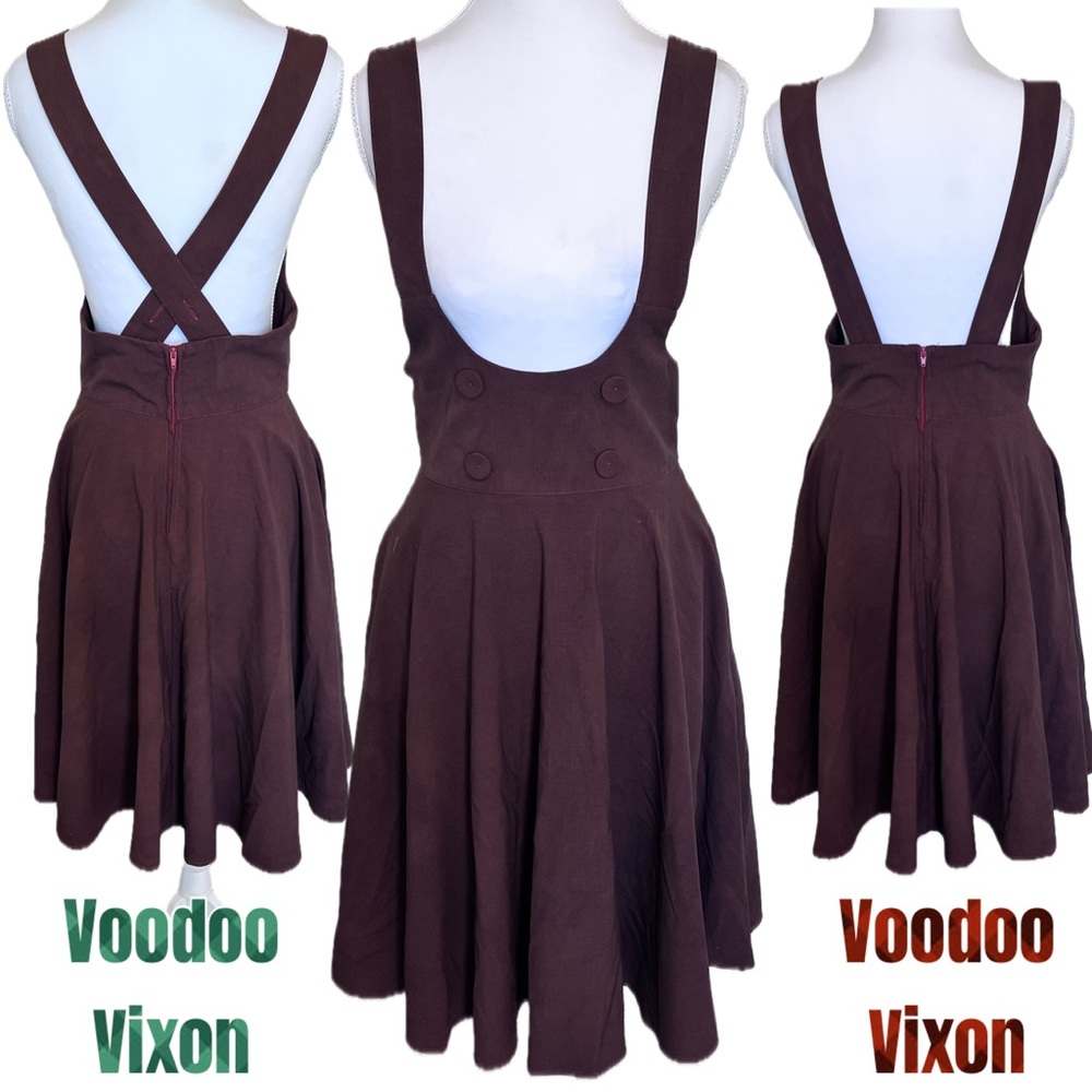 Voodoo Vixen NWOT Chocolate Brown Pockets Adjustable Strap Zipper Sz Small / 4